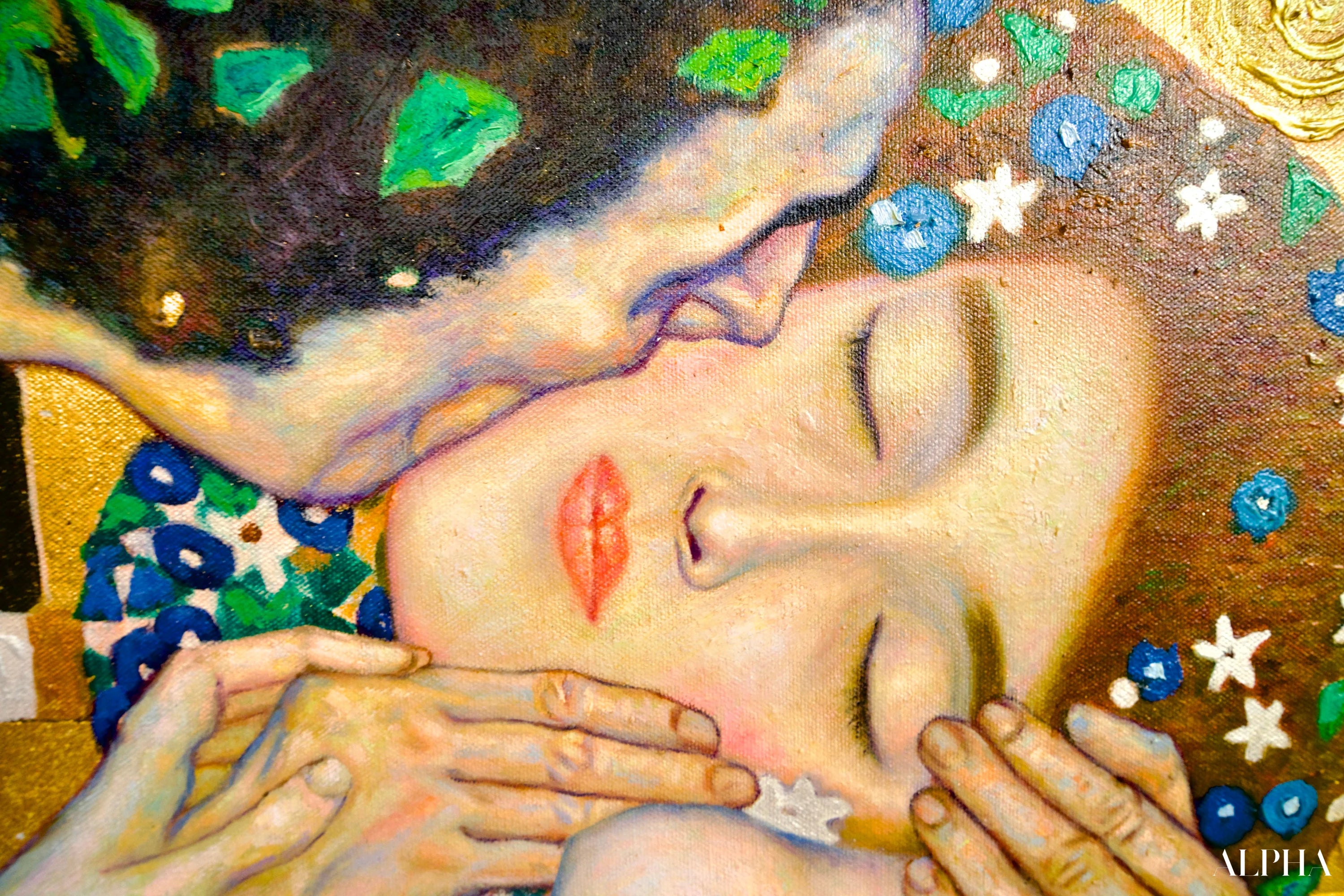 Le Baiser Réimaginé par Master Apollon | 200 x 200 cm Reproductions de tableaux à la peinture à l’huile