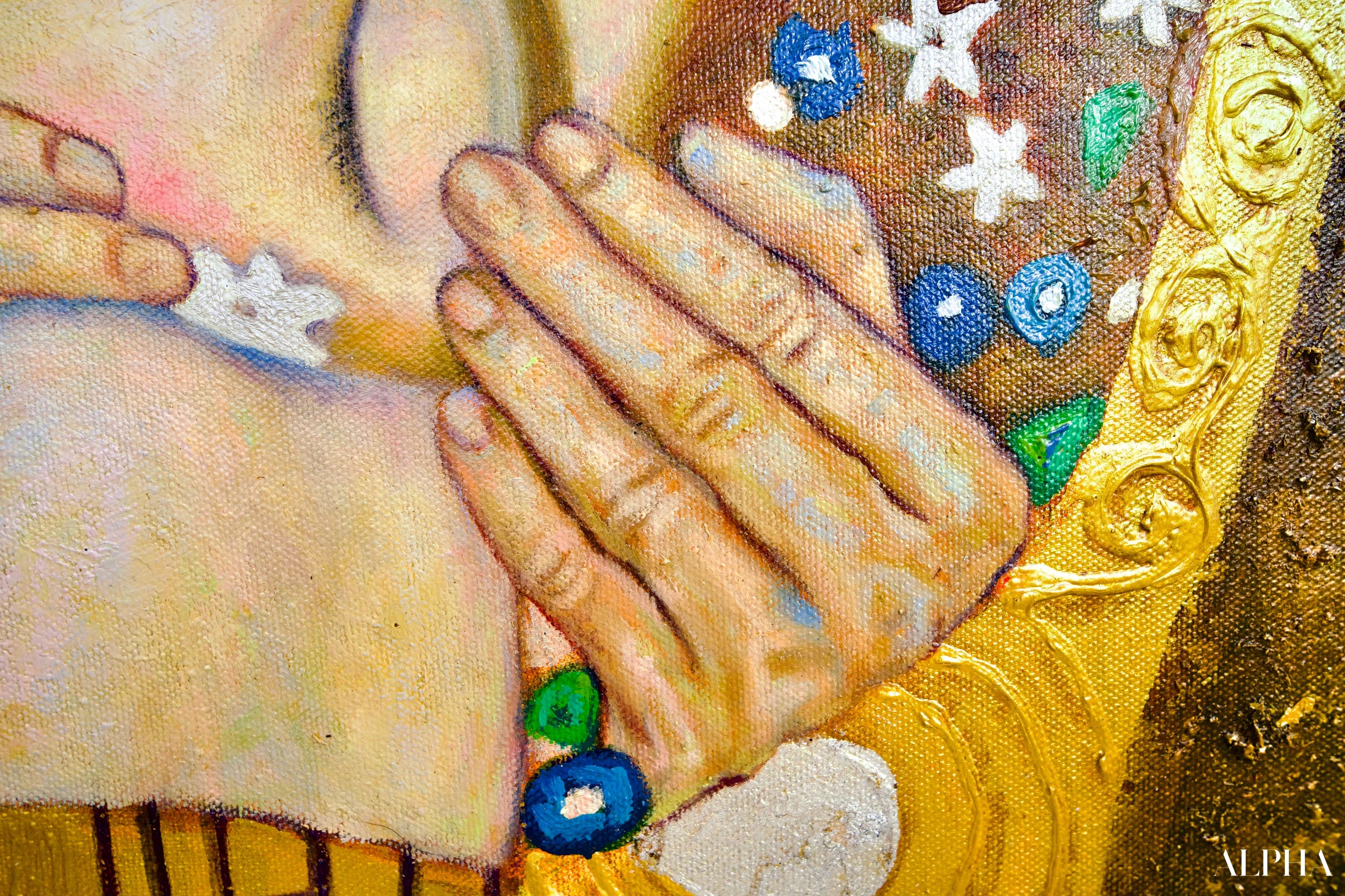 Le Baiser Réimaginé par Master Apollon | 200 x 200 cm Reproductions de tableaux à la peinture à l’huile