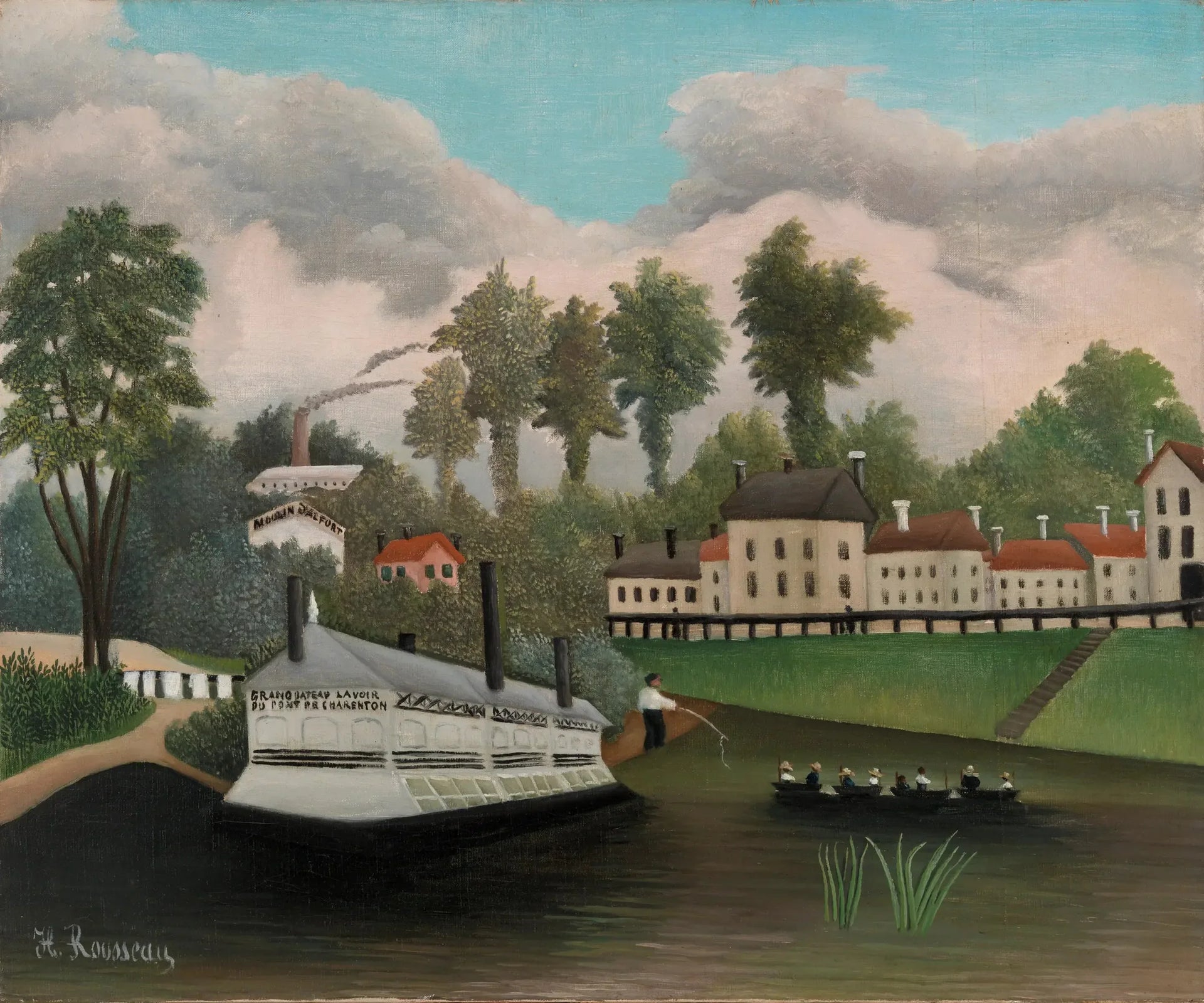 Le Bateau-lavoir du pont de Charenton - Henri Rousseau image 1 reproduction d’œuvre d’art à l’huile