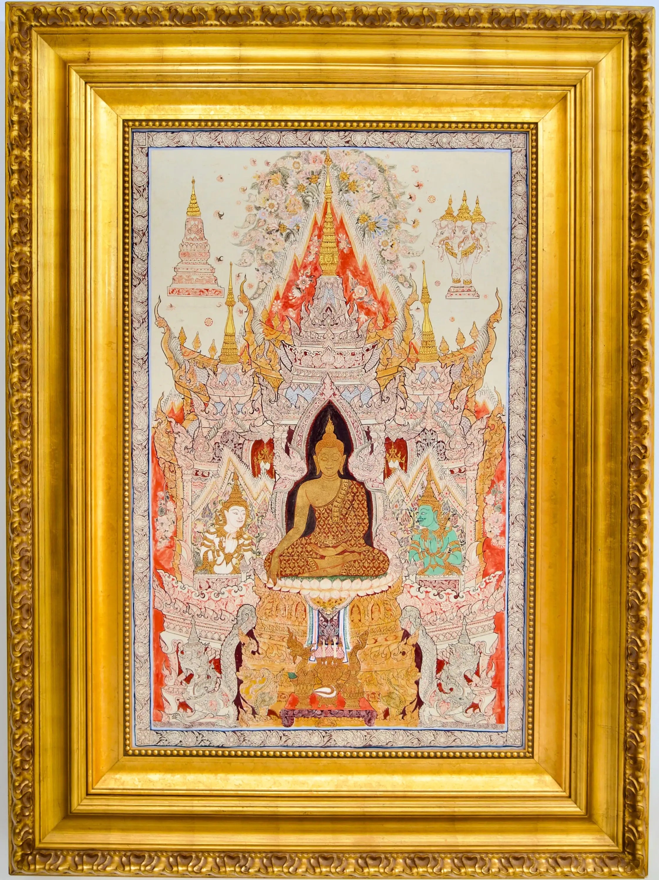 Le Bouddha Blanc - Komain | 70 x 105 cm Reproductions de tableaux à la peinture à l’huile