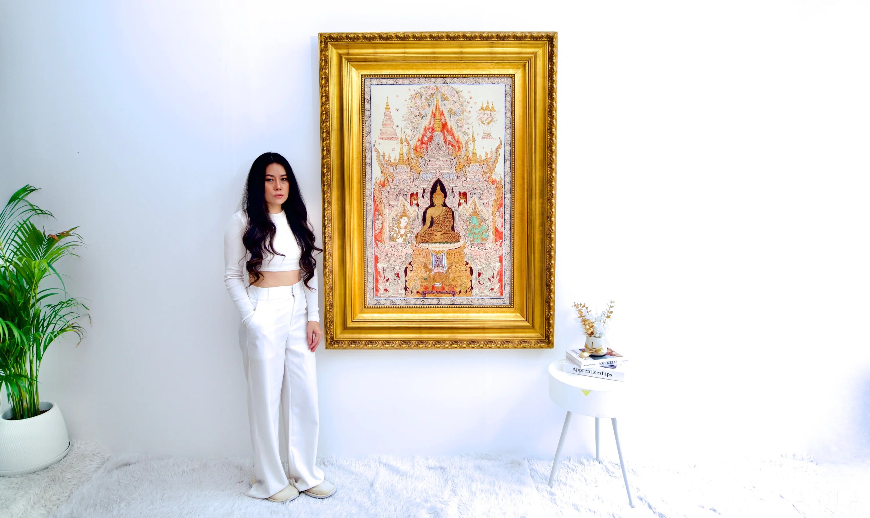 Le Bouddha Blanc - Komain | 70 x 105 cm Reproductions de tableaux à la peinture à l’huile