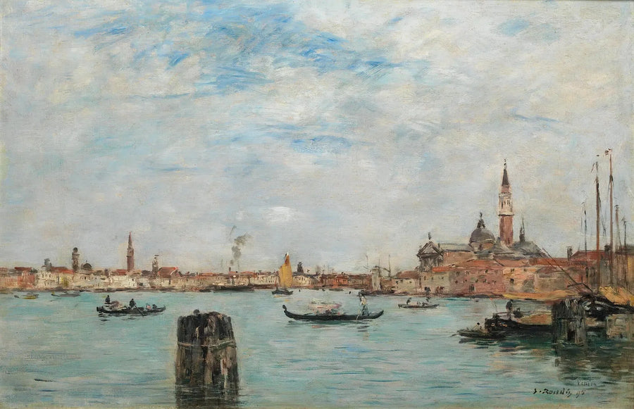 Le canal de la Giudecca et San Giorgio Maggiore, Venise - Eugène Boudin image 1 copie de tableau peinte à la main