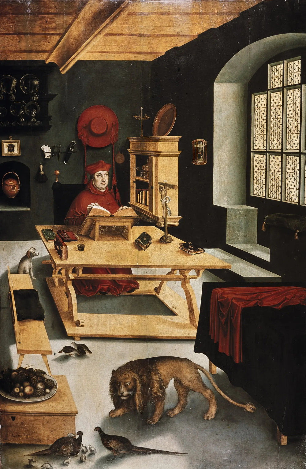 Le cardinal Albrecht von Brandenburg, archevêque de Mayence, représenté comme saint Jérôme dans son cabinet de travail - Lucas Cranach the Elder image 1 reproduction de peinture à l’huile