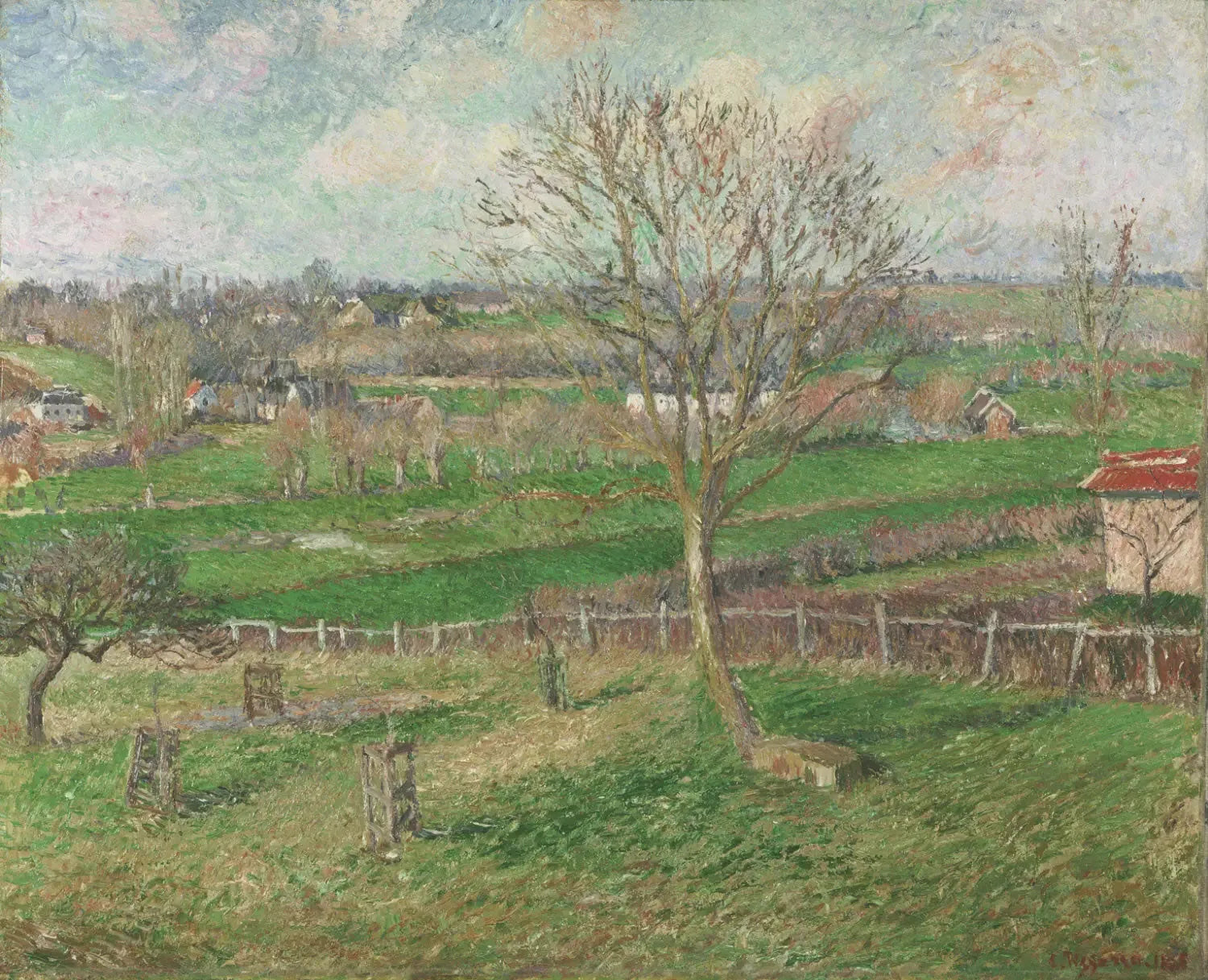 Le Champ et le Grand Noyer en hiver, Eragny - Camille Pissarro image 1 reproduction artisanale de tableau