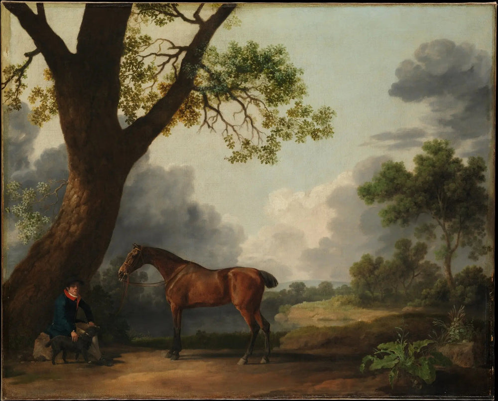 Le chasseur du troisième duc de Dorset avec un palefrenier et un chien - George Stubbs image 1 tableau peint à l’huile sur toile