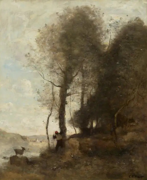 Le chevrier à l'orée du bois - Jean-Baptiste Camille Corot image 1 copie peinte à la main à l’huile