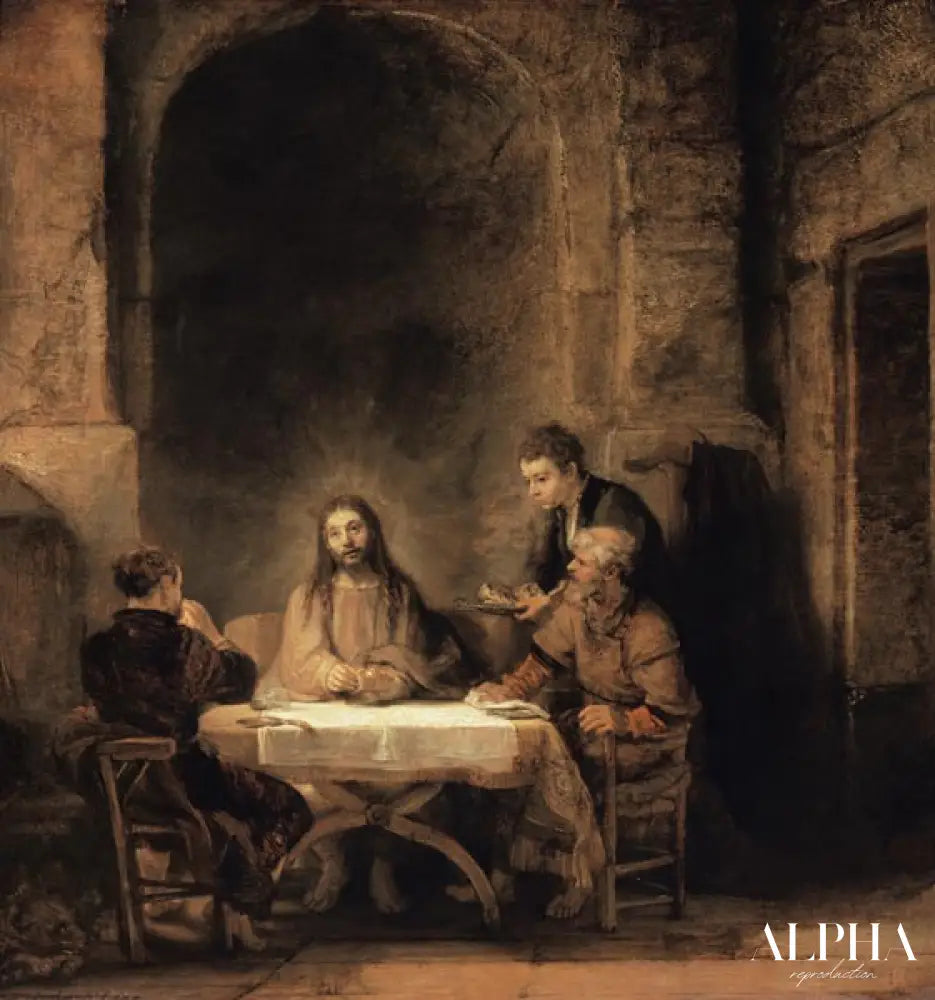 Le Christ chez Emmaüs - Rembrandt van Rijn - Reproductions de tableaux et peintures haut de gamme