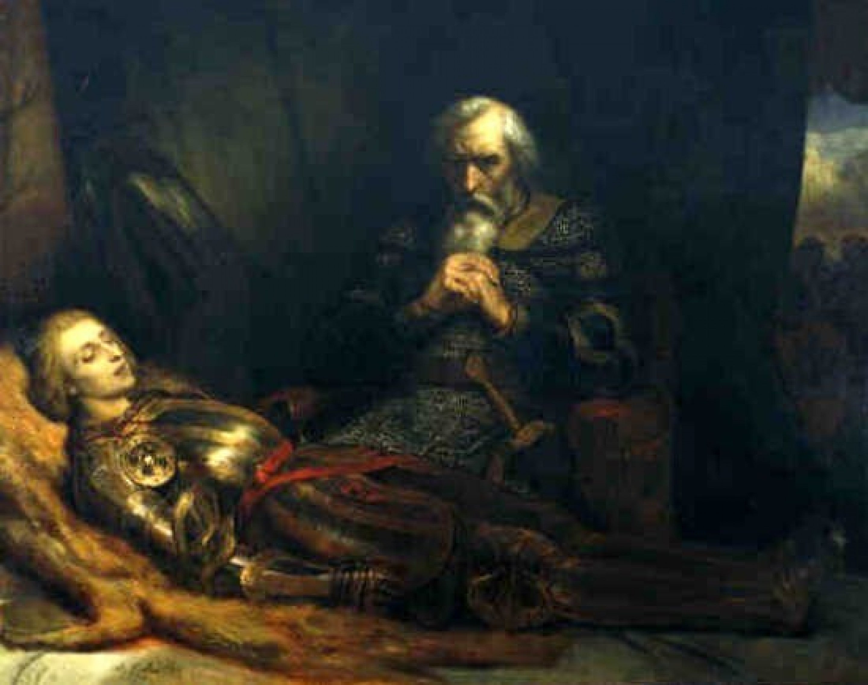 Le comte Eberhard de Wurtemberg pleure auprès du corps de son fils - Ary Scheffer - Alpha Reproduction