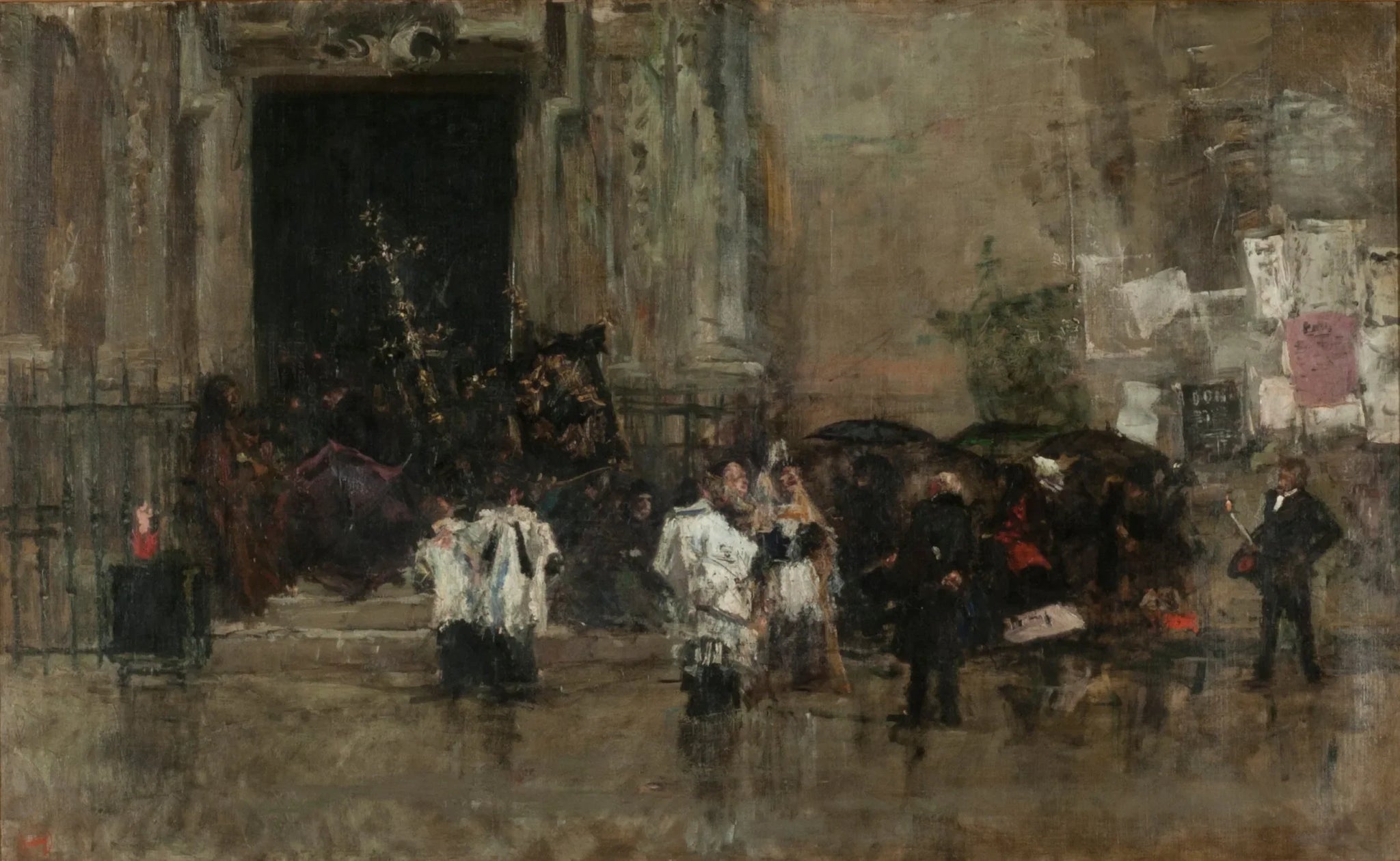 Le cortège surpris par la pluie - Mariano Fortuny Marsal image 1 tableau peint à l’huile sur toile