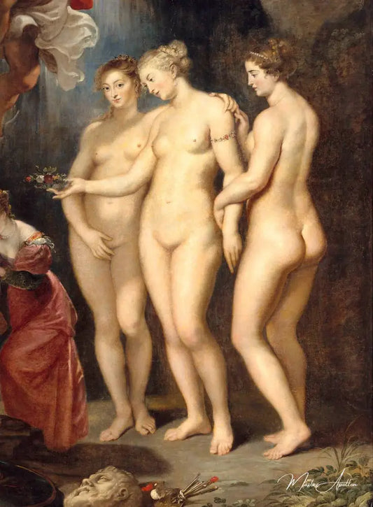 Le cycle des Médicis : L'éducation de Marie de Médicis, détail des Trois Grâces - Peter Paul Rubens - Reproductions de tableaux et peintures haut de gamme