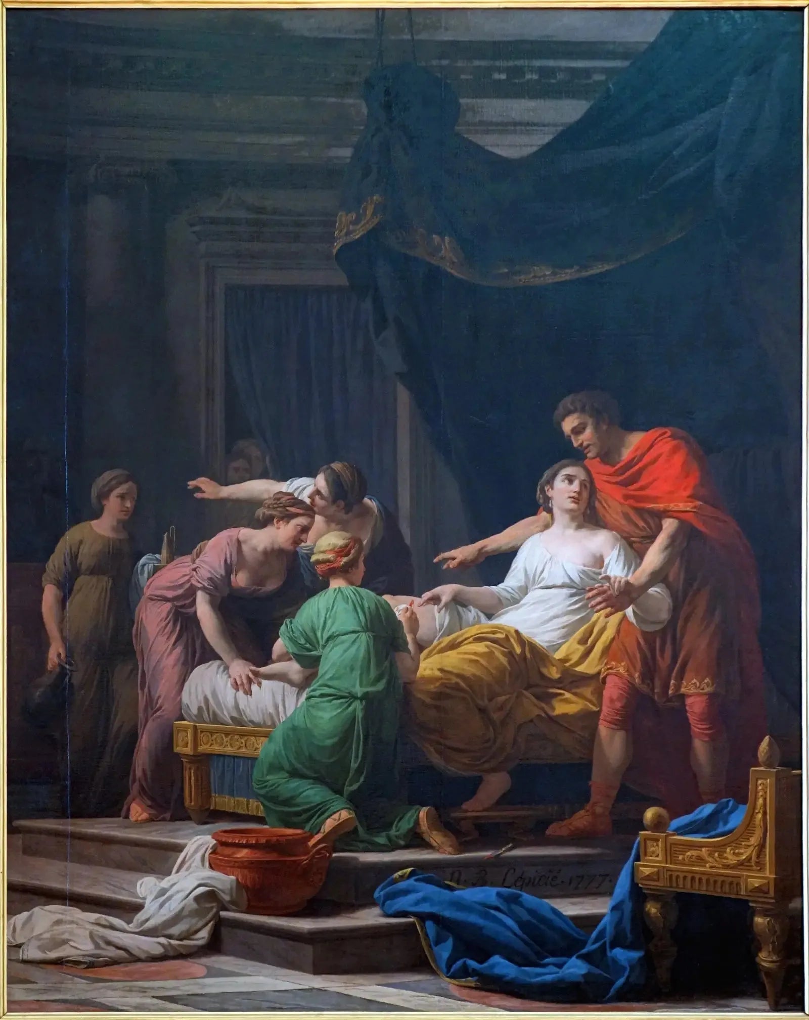 Le Dévouement de Porcia, femme de Junius Brutus - Nicolas-Bernard Lépicié image 1 copie peinte à la main à l’huile