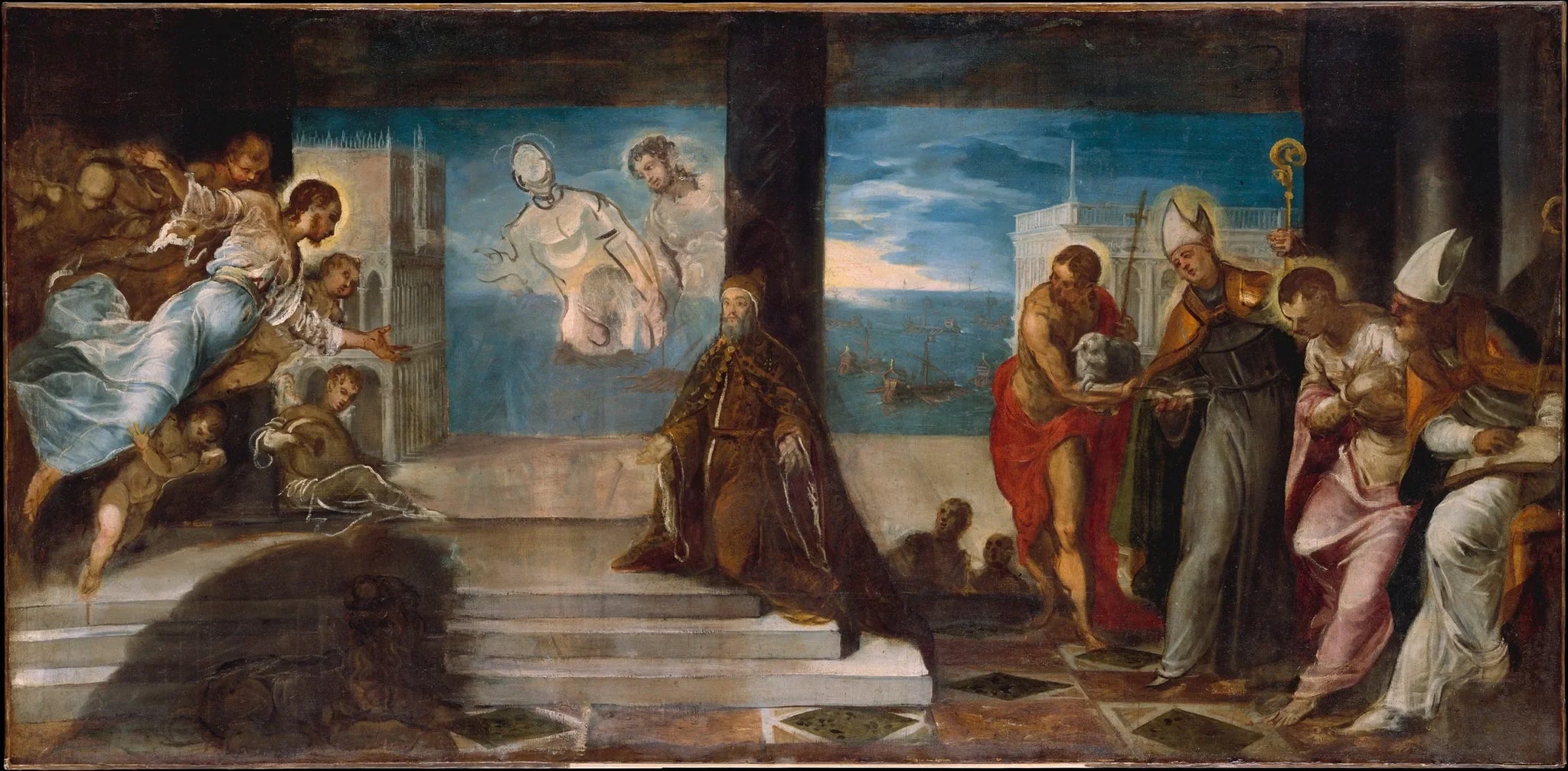 Le doge Alvise Mocenigo présenté au Rédempteur - Jacopo Tintoretto image 1 tableau peint à l’huile sur toile