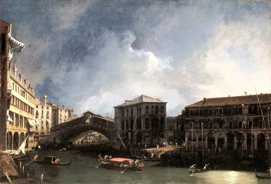 Le Grand Canal près du pont du Rialto - Canaletto image 1 reproduction d’œuvre d’art à l’huile