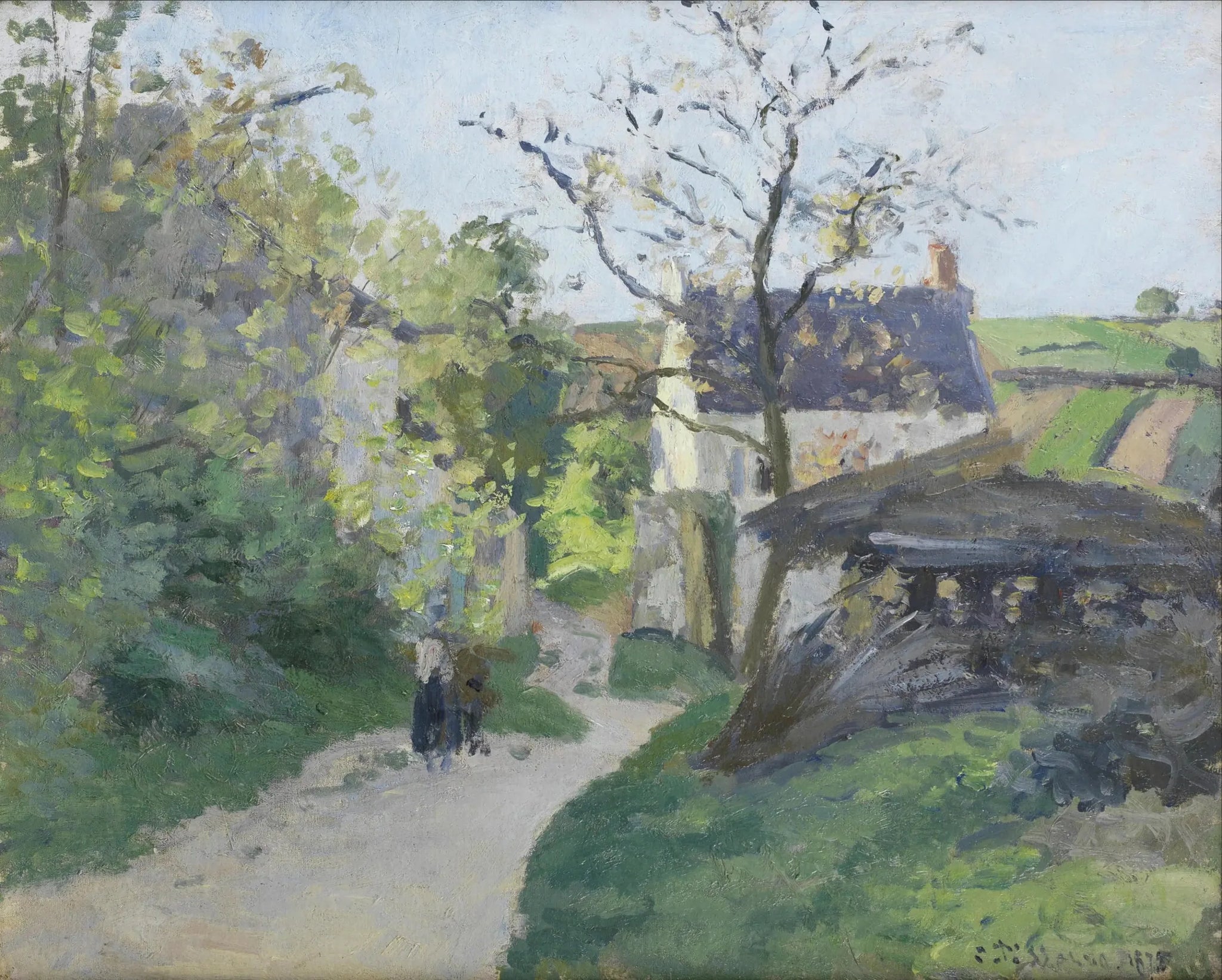Le Grand Noyer, la maison Rondest, Pontoise - Camille Pissarro image 1 reproduction de peinture à l’huile