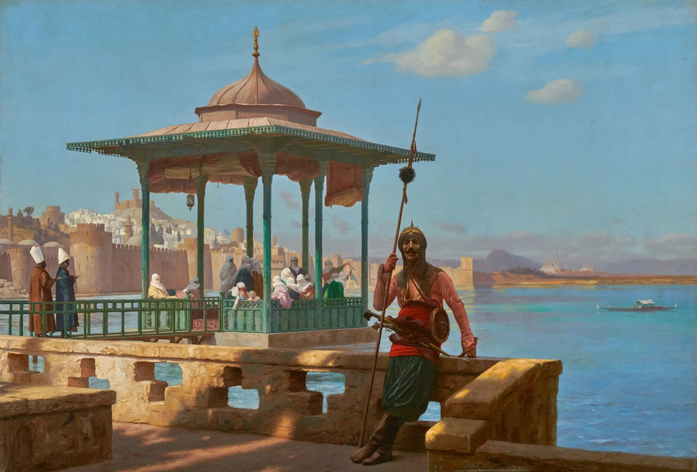 Reproduction du tableau « Le Harem dans le kiosque - Jean-Léon Gérôme » par Alpha Reproduction en peinture à l’huile