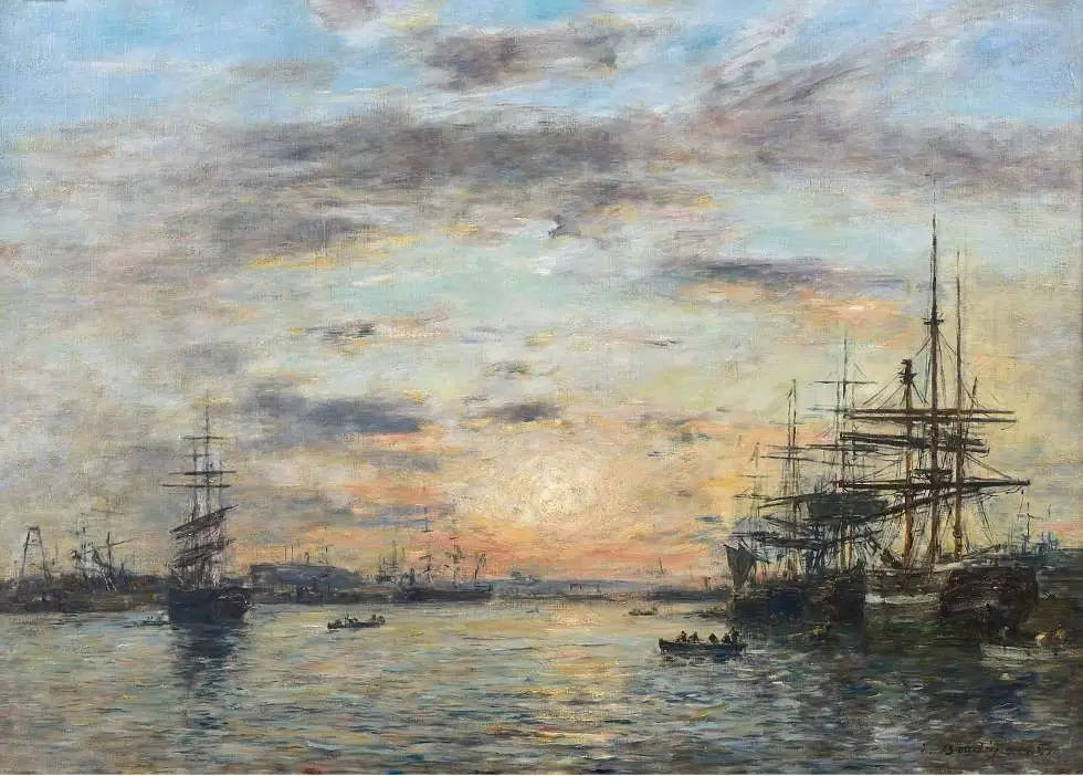Reproduction du tableau « Le Havre. Le bassin de l'Eure - Eugène Boudin » par Alpha Reproduction en peinture à l’huile