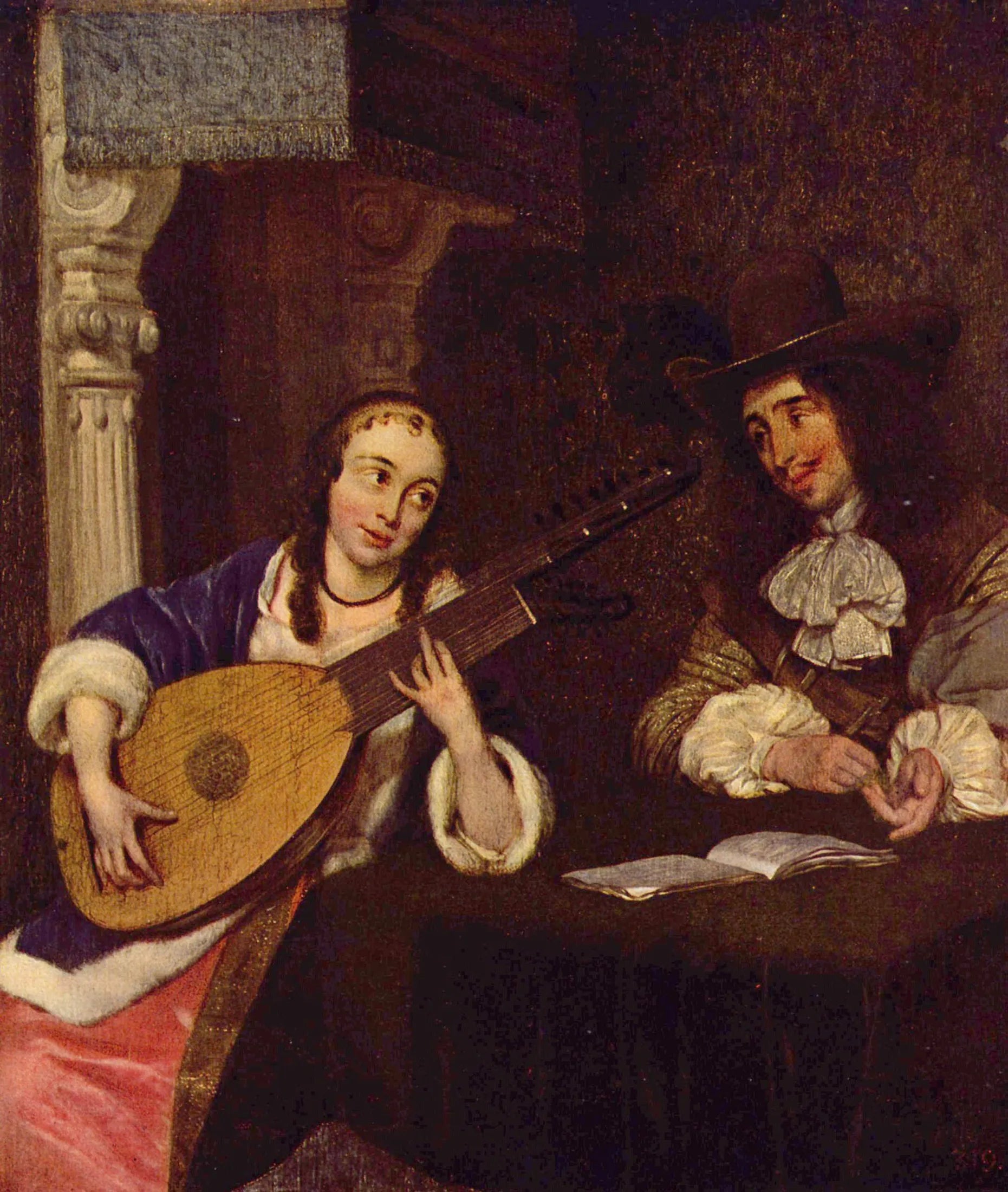 Le joueur de luth - Gerard ter Borch image 1 reproduction de peinture à l’huile