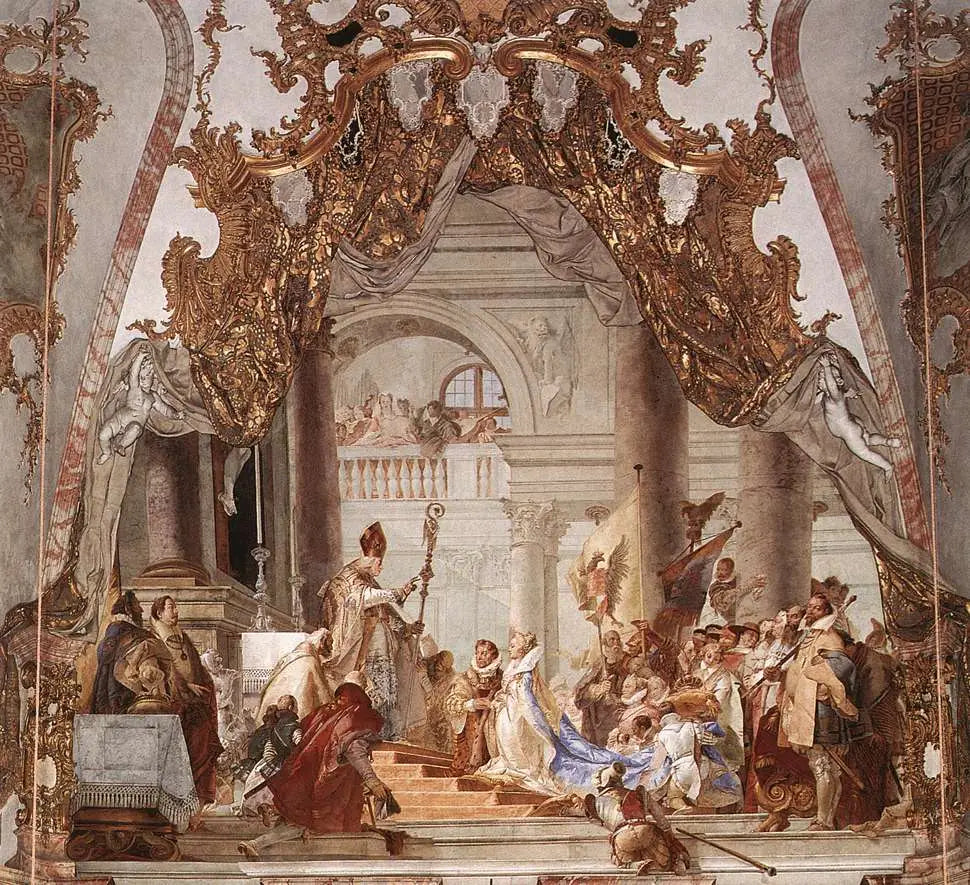Le mariage de l’Empereur Frédéric I. Barberousse et Béatrice de Bourgogne fresque au plafond - Giovanni Battista