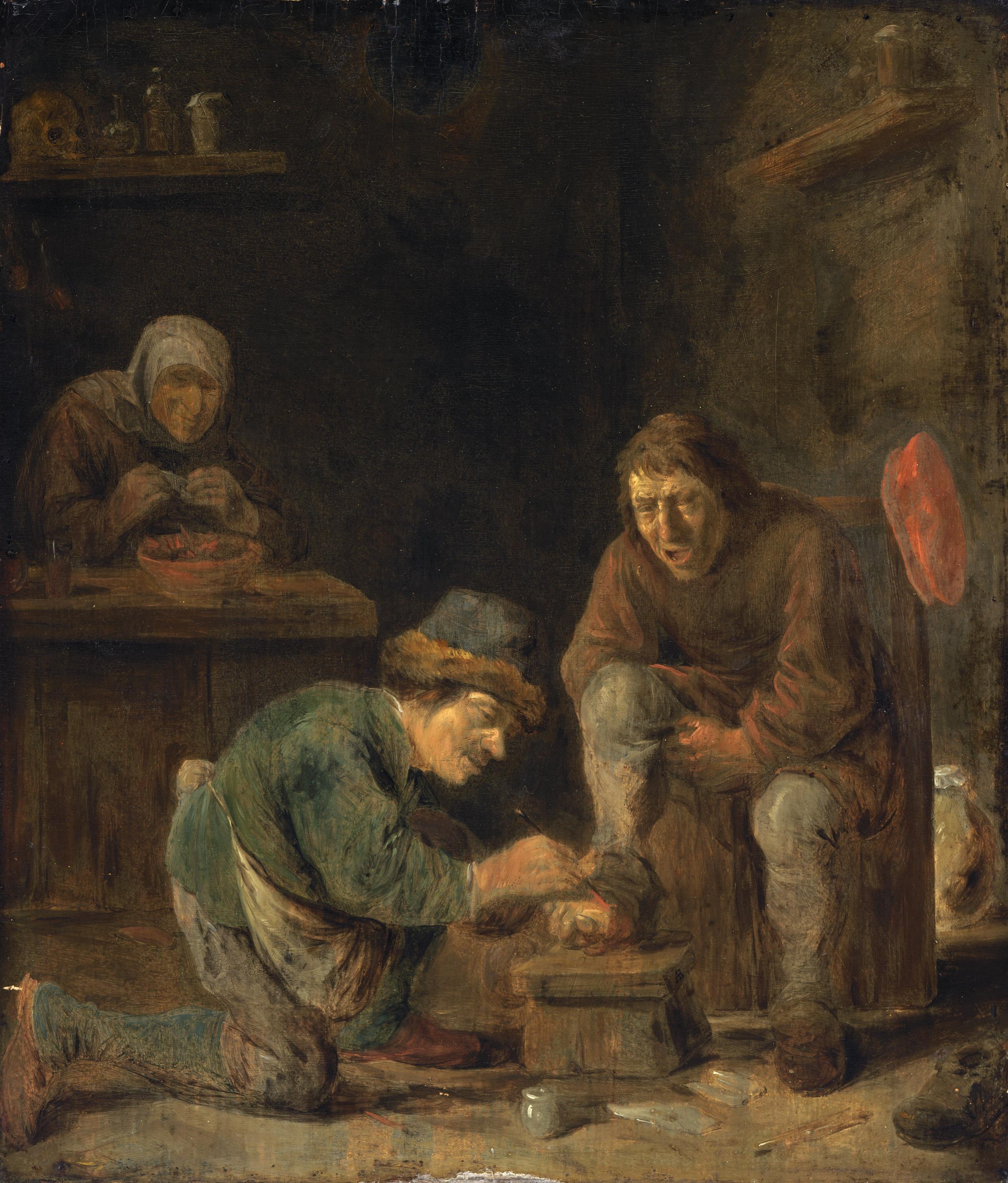 Le médecin des pieds - Adriaen Brouwer image 1 reproduction artisanale de tableau