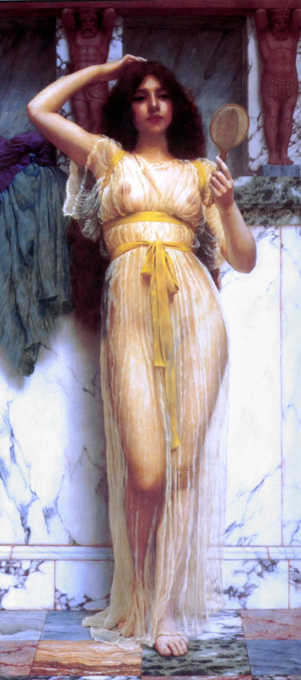 Le Miroir - John William Godward image 1 copie peinte à la main à l’huile