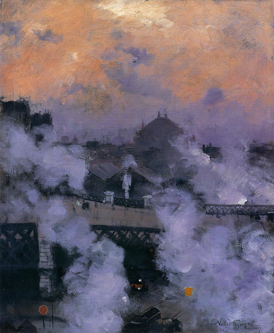Le Pont de l'Europe la nuit - Norbert Gœneutte image 1 tableau peint à l’huile sur toile