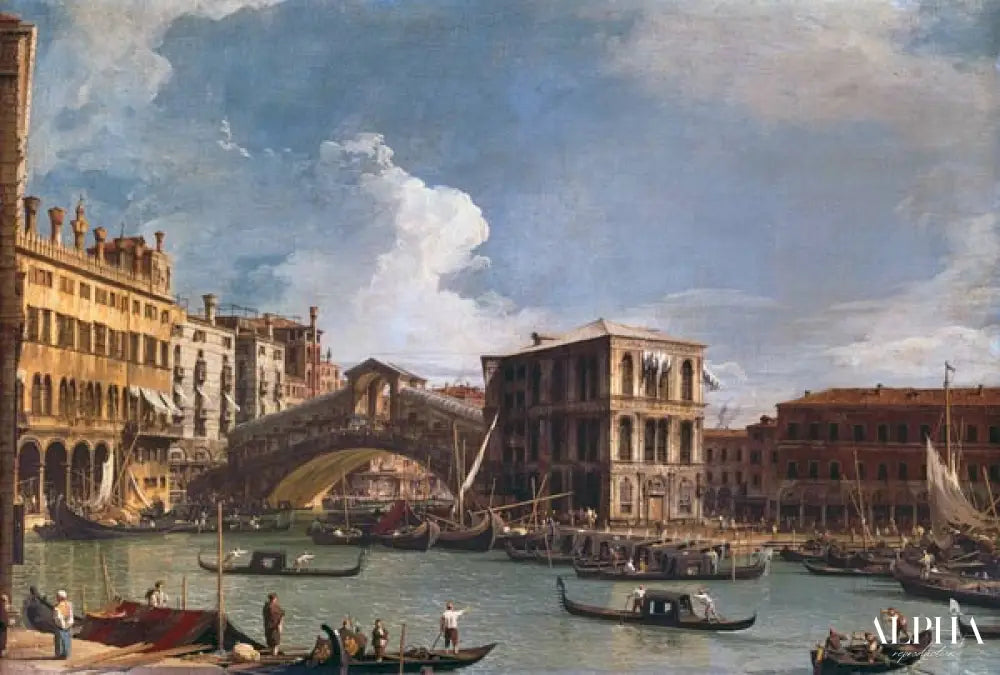 Le pont du Rialto, Venise, vu du nord - Giovanni Antonio Canal - Reproductions de tableaux et peintures haut de gamme