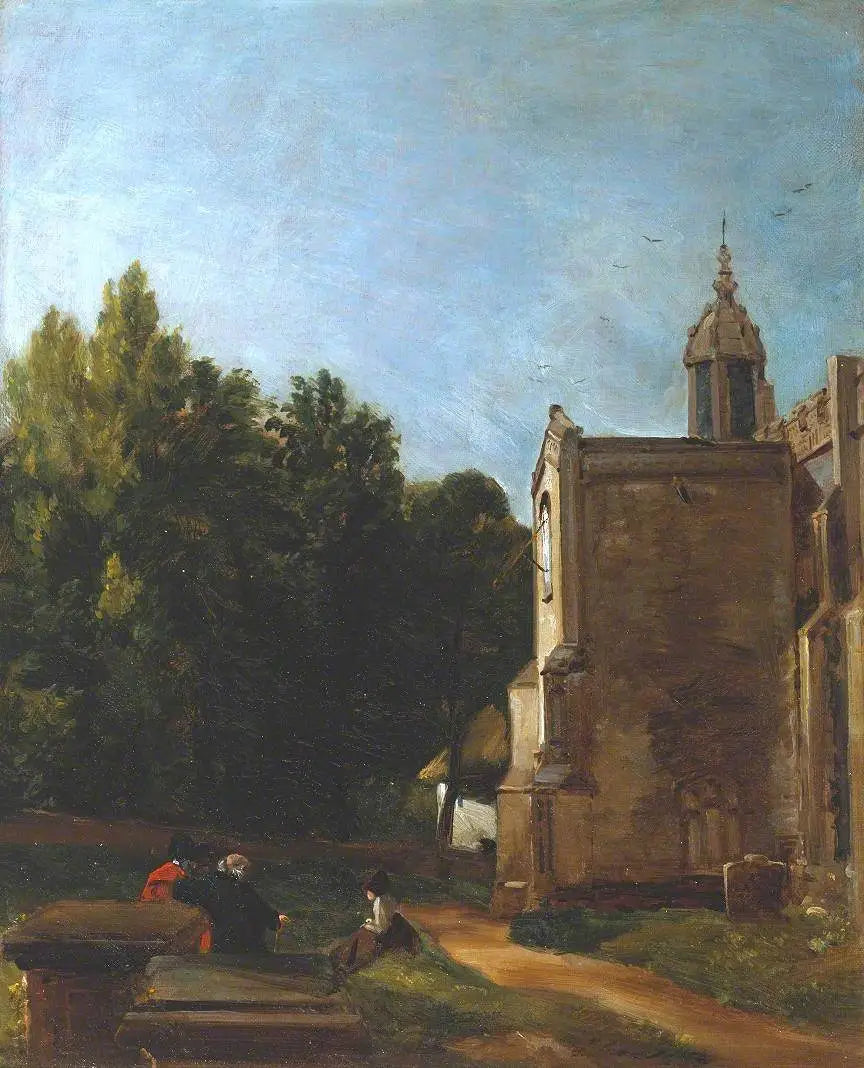 Le porche de l'église, East Bergholt - John Constable image 1 reproduction artisanale de tableau