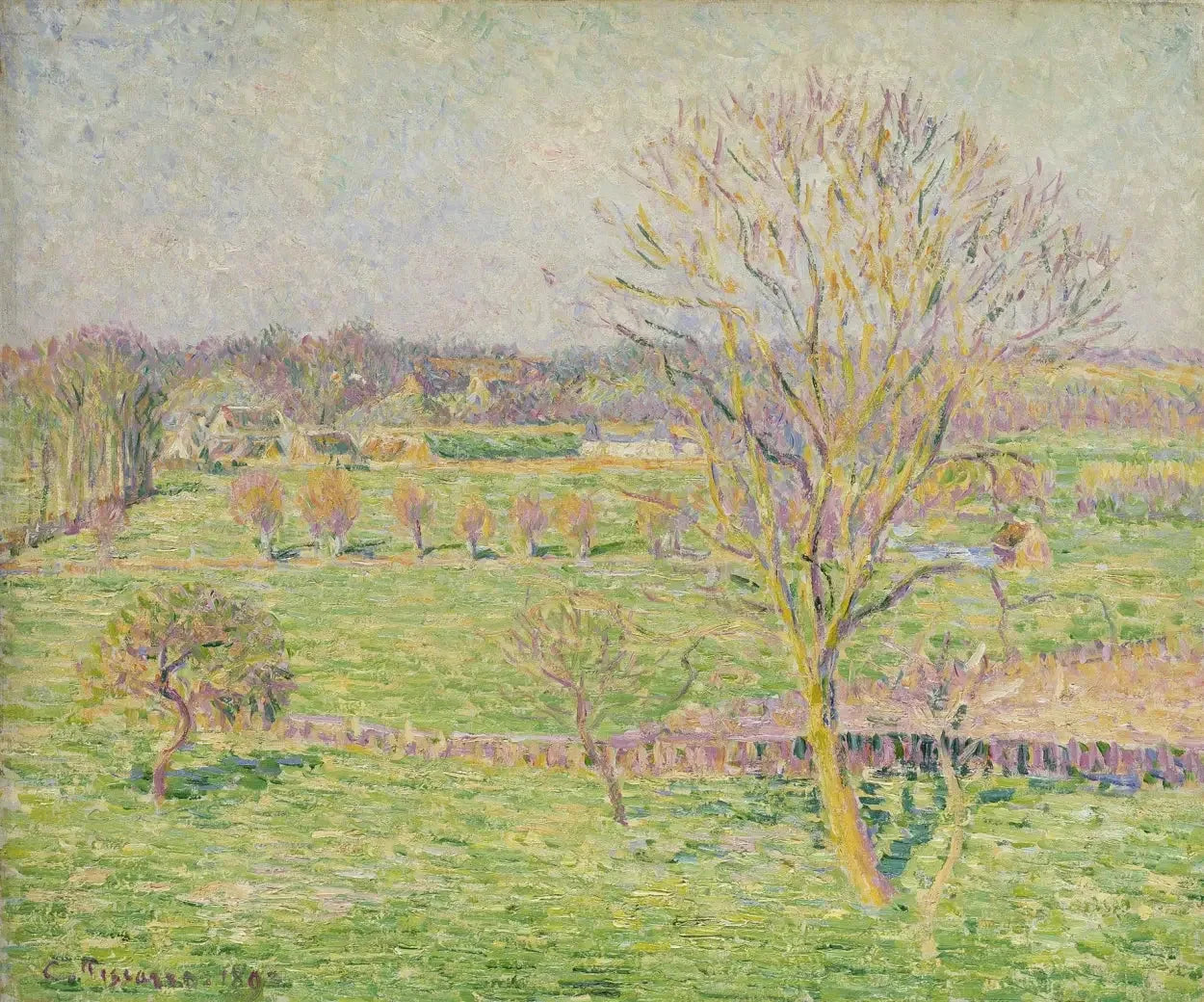 Le pré et le grand noyer, printemps, Eragny - Camille Pissarro image 1 copie peinte à la main à l’huile