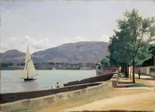 Le quai des Pâquis à Genève - Jean-Baptiste Camille Corot image 1 tableau peint à l’huile sur toile