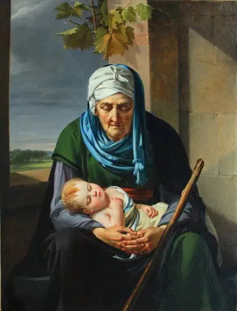 Le Sommeil de l'enfance et celui de la vieillesse - Marie-Guillemine Benoist image 1 reproduction artisanale de tableau