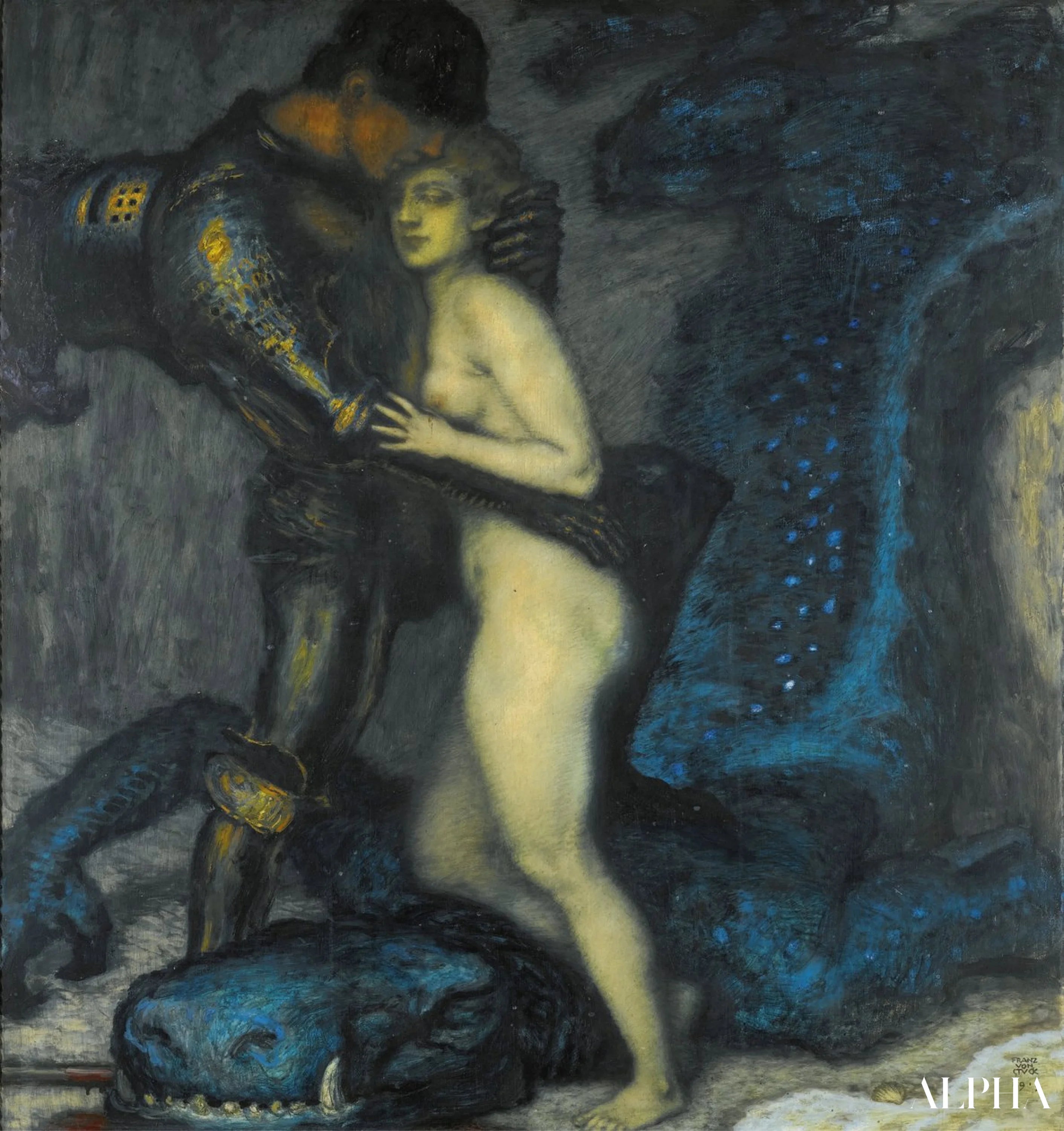 Reproduction du tableau « Le Tueur de Dragon - Franz Von Stuck » par Alpha Reproduction en peinture à l’huile