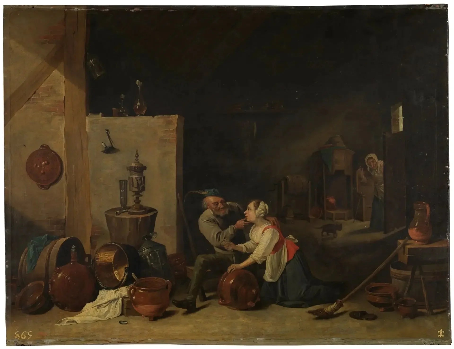 Le vieil homme et la servante - David Teniers le Jeune image 1 copie peinte à la main à l’huile