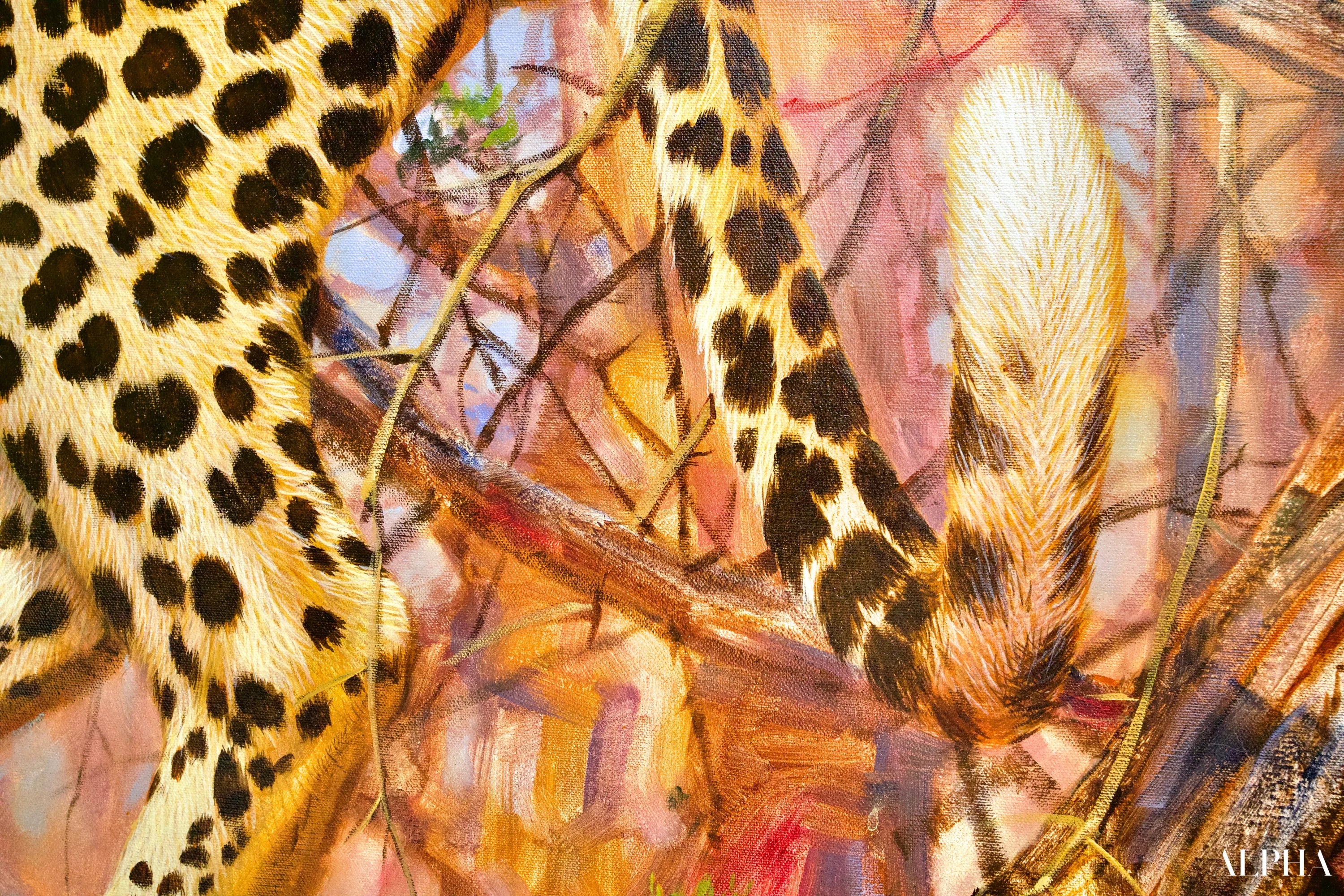 Léopard dans un arbre | 150 x 100 cm Reproductions de tableaux à la peinture à l’huile