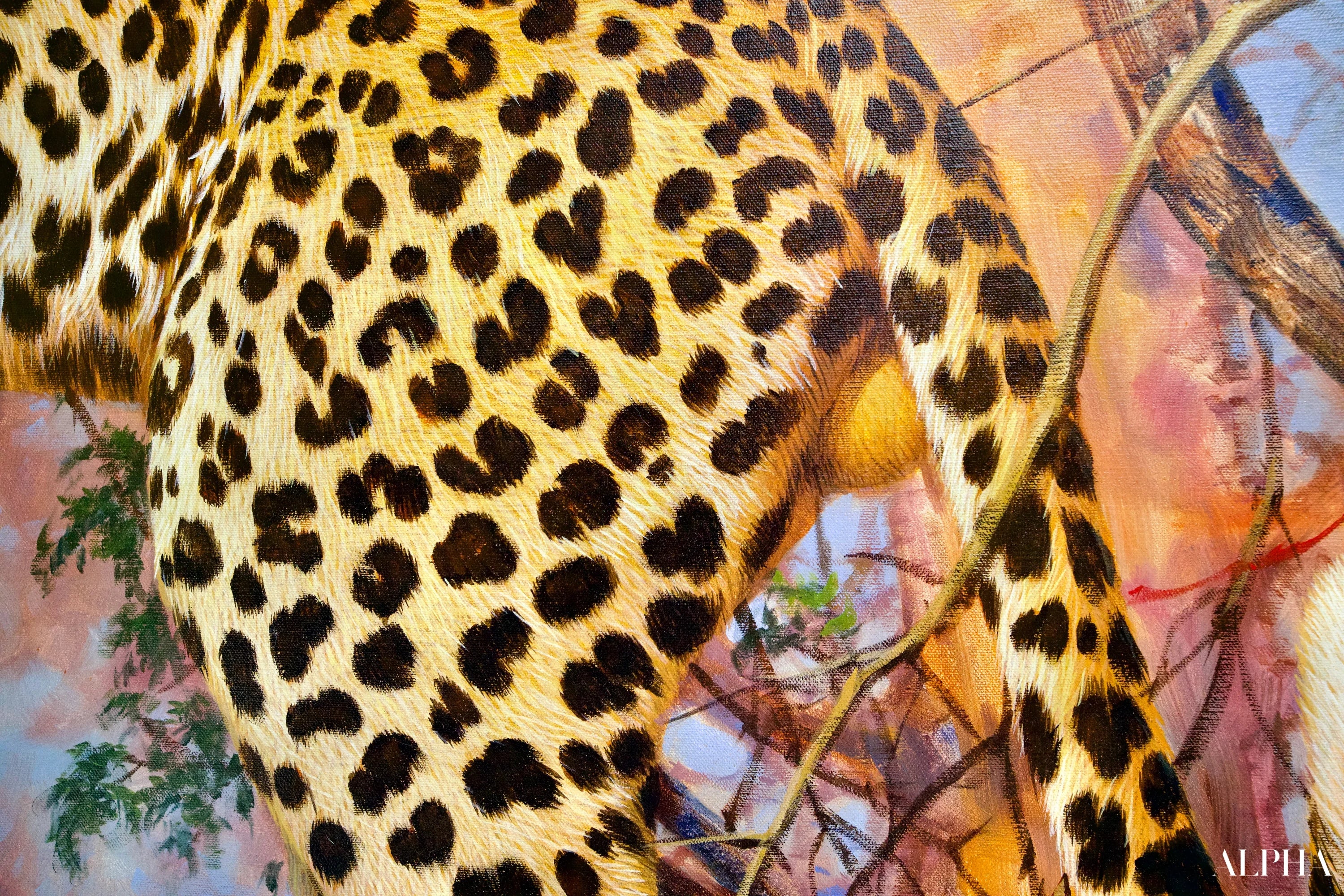 Léopard dans un arbre | 150 x 100 cm Reproductions de tableaux à la peinture à l’huile