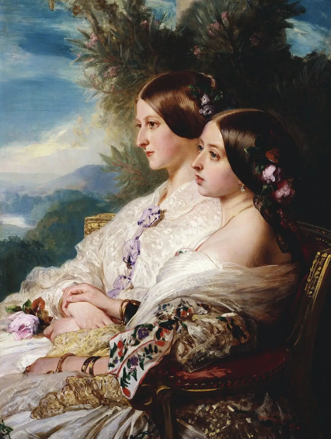 Les cousines: la reine Victoria et Victoire duchesse de Nemours - Franz Xaver Winterhalter - Alpha Reproduction