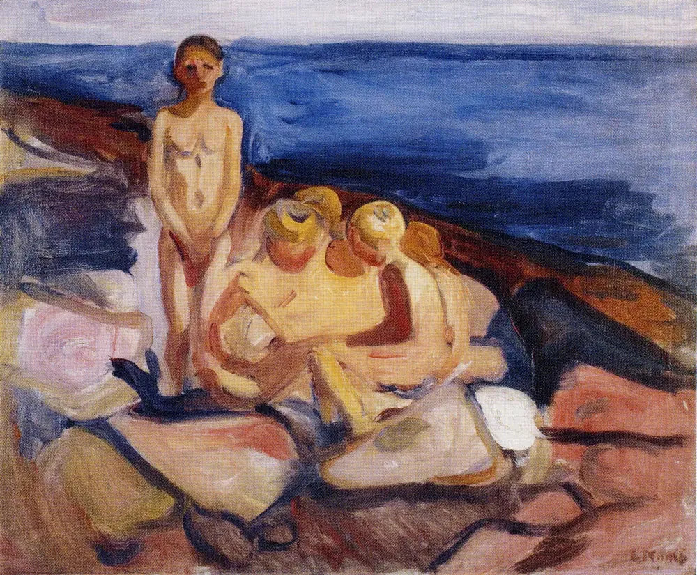 Les garçons se baignant - Edvard Munch image 1 tableau peint à l’huile sur toile