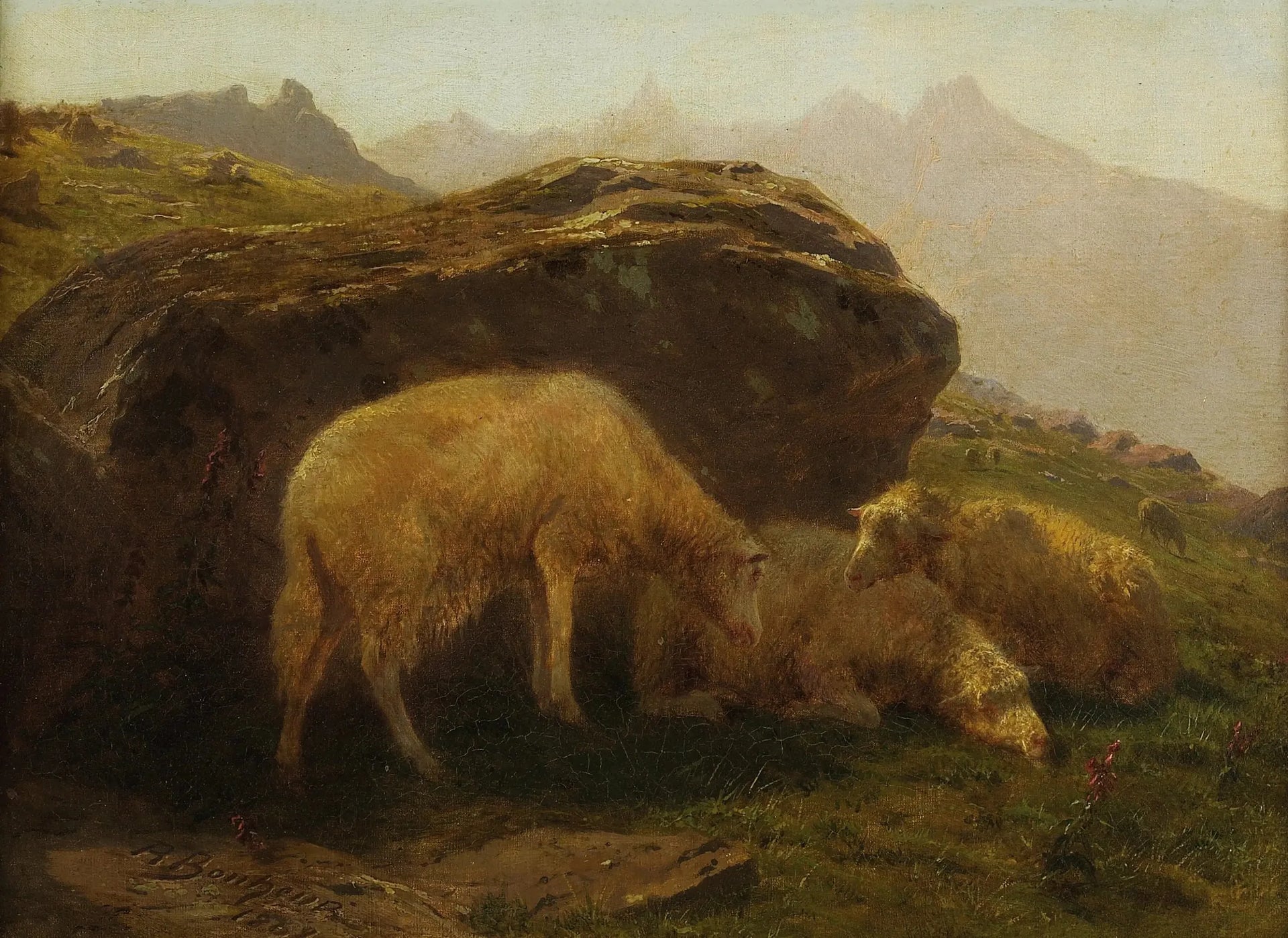 Les moutons sur une colline - Rosa Bonheur image 1 copie de tableau peinte à la main