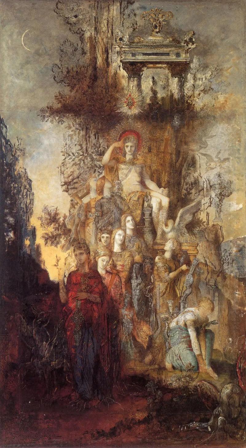 مغادرات الموسيقيين لأبولون، والدهم، لإضاءة العالم - غوستاف مورو