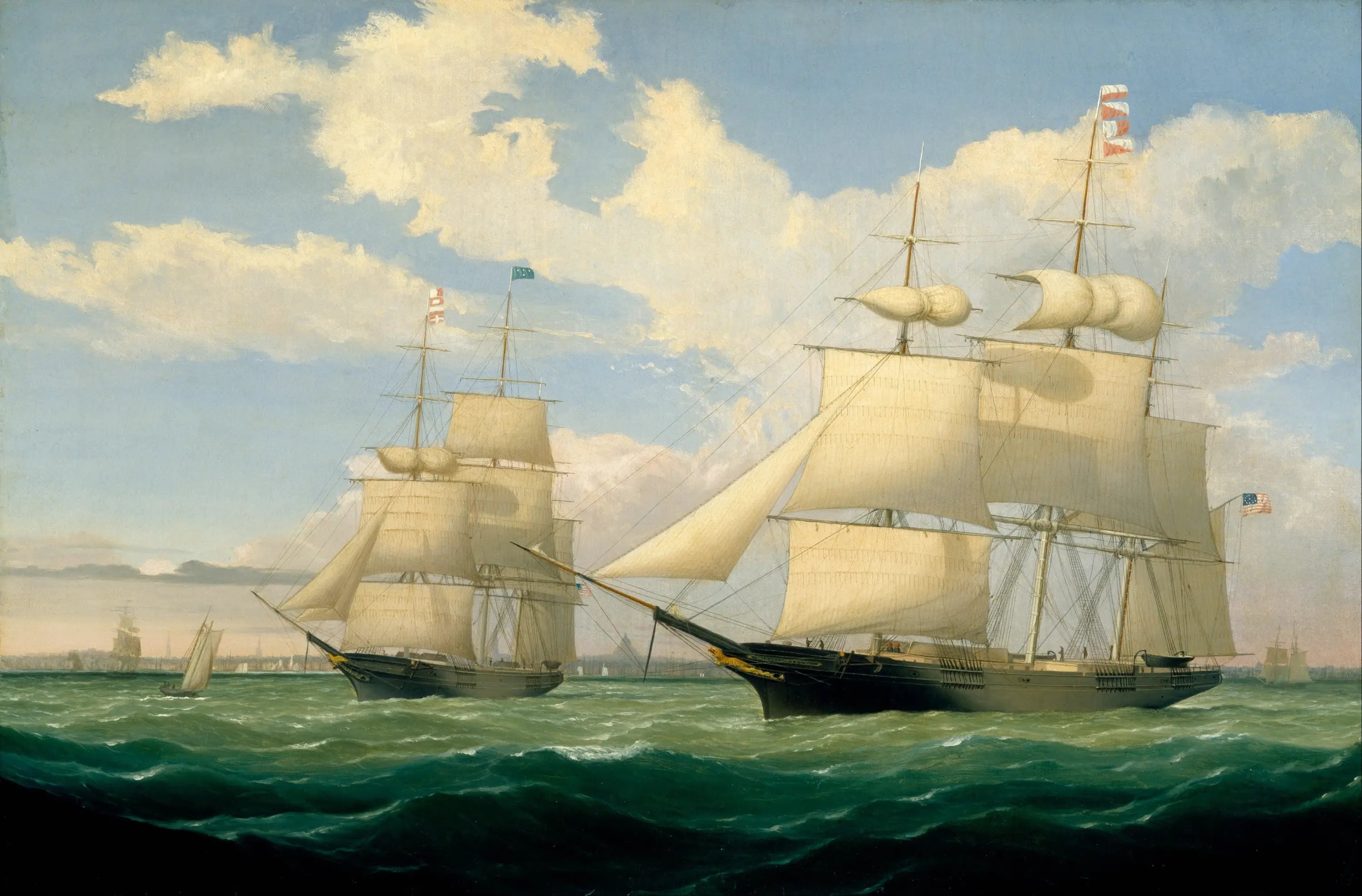 Les navires « Winged Arrow » et « Southern Cross » dans le port de Boston - Fitz Henry Lane image 1 reproduction de peinture à l’huile