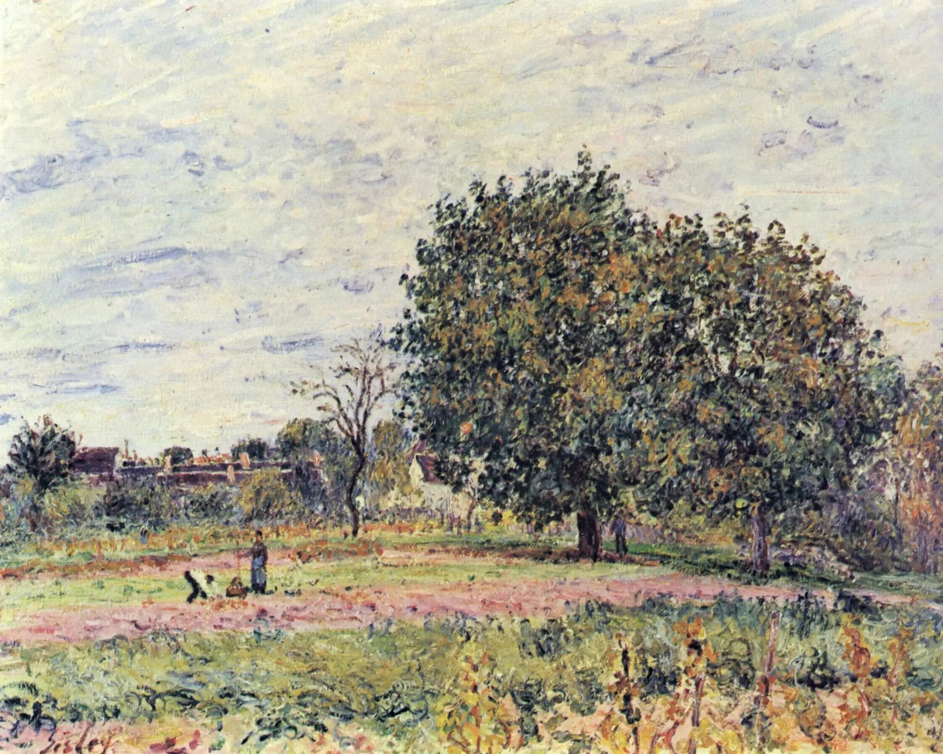 Les Noyers, effet de soleil couchant—premiers jours d'octobre - Alfred Sisley image 1 reproduction réalisée par Alpha Reproduction