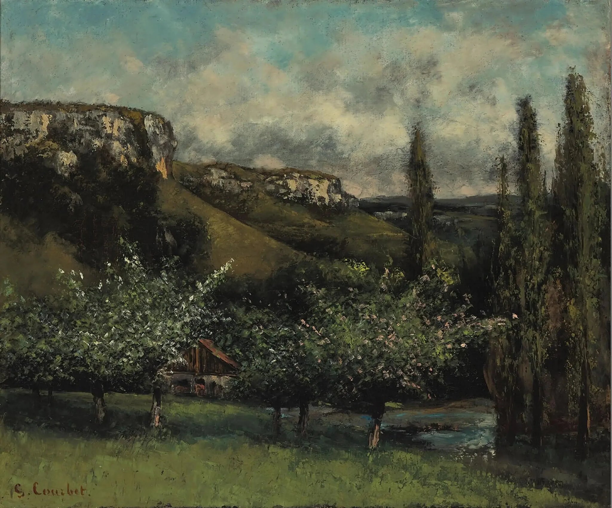 Les pommiers du père Courbet à Ornans - Gustave Courbet image 1 tableau peint à l’huile sur toile