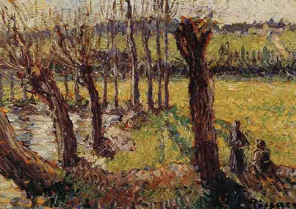 willows in winter, Eragny - Camille Pissarro