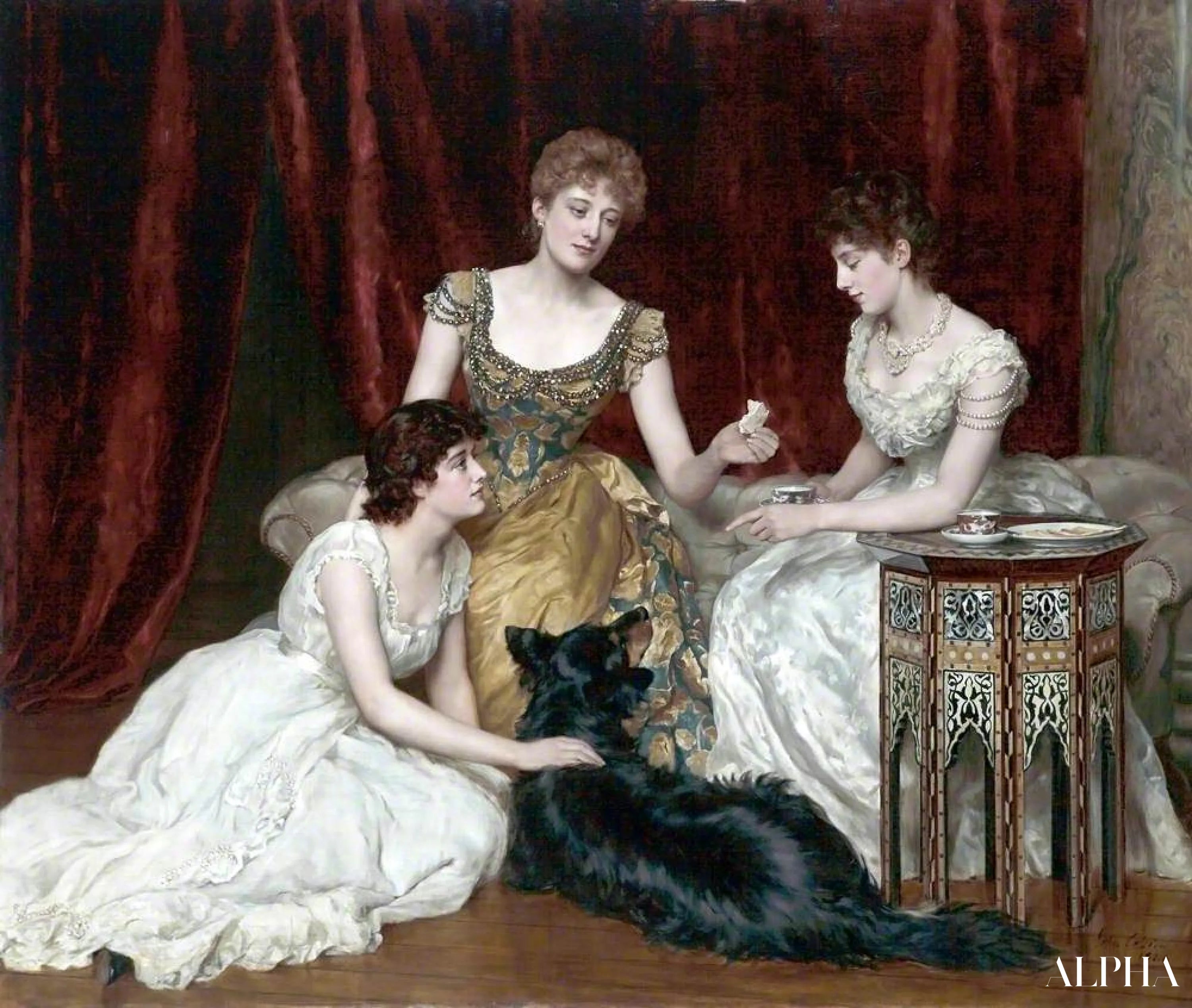 Reproduction du tableau « Les trois filles de William Reed - John Collier » par Alpha Reproduction en peinture à l’huile