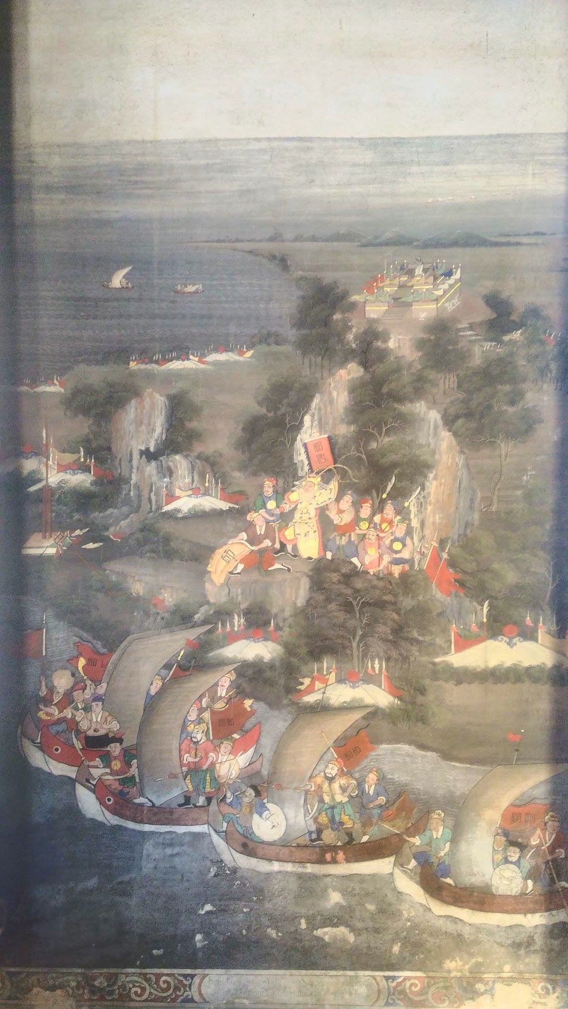 Les Trois Royaumes, panneau 3 de Wat Bowonniwet, Ateliers de Wat Bowonniwet, XIXe siècle