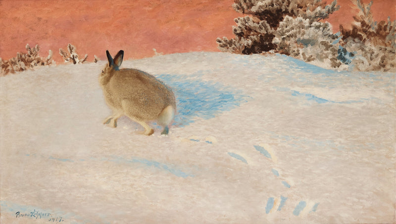 Lièvre dans un paysage d'hiver - Bruno Liljefors