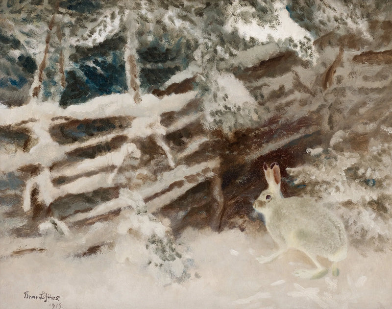 Lièvre dans un paysage hivernal - Bruno Liljefors