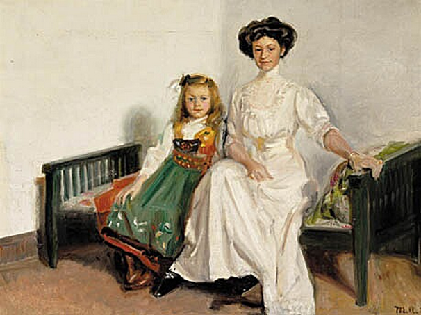 Lillan Zahle et sa fille Wanda Zahle. - Michael Peter Ancher - Alpha Reproduction