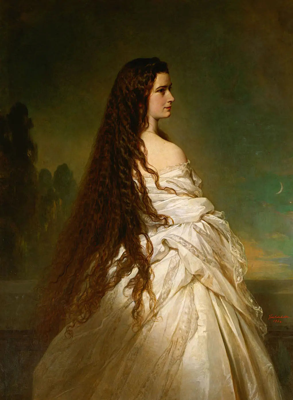 L’impératrice Élisabeth d’Autriche avec les cheveux dénoués et une genouillère - Franz Xaver Winterhalter - Alpha