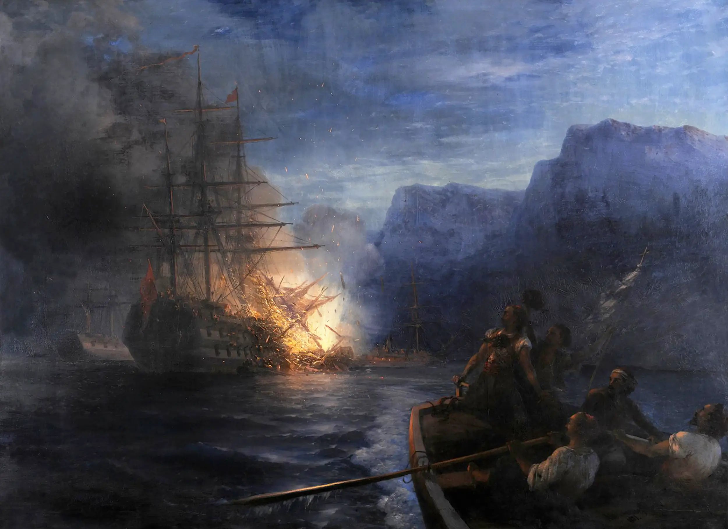 L’incendie du navire amiral turc par Kanáris - Ivan Aïvazovski - Alpha Reproduction
