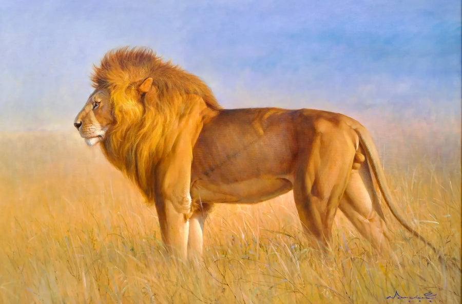 أسد في السافانا | 150 × 100 سم